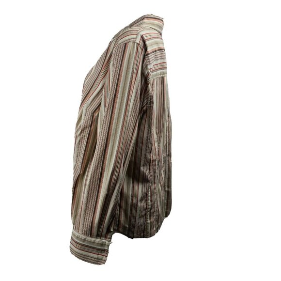 Style & Co Shirt Womens Plus Size 18W Brown Pink White Striped Button Down - Picture 2 of 6